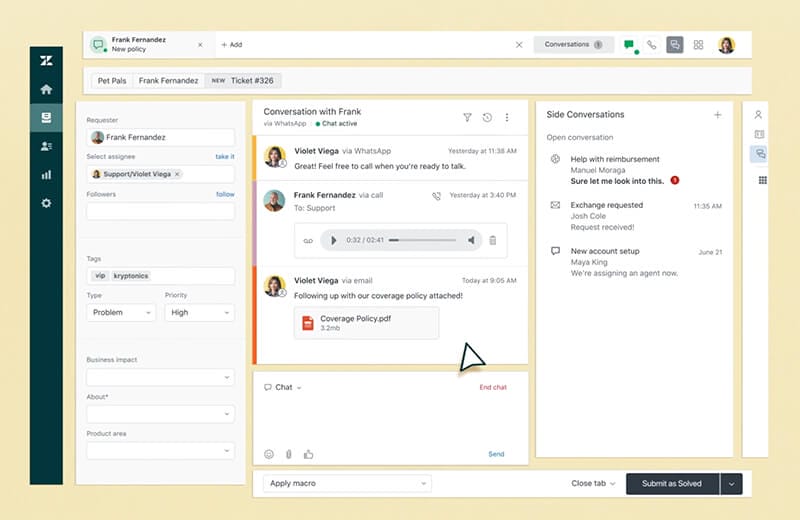 Graphic representing Zendesk's help desk software with Woggle Consulting integration for optimized support.